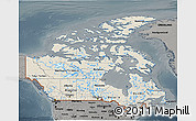 Shaded Relief 3D Map of Canada, darken, semi-desaturated