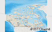 Shaded Relief 3D Map of Canada, lighten, land only