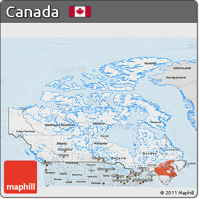 Silver Style 3D Map of Canada