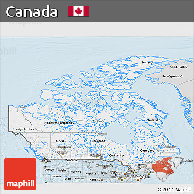 Silver Style 3D Map of Canada