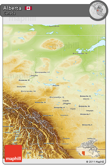 Physical 3D Map of Alberta