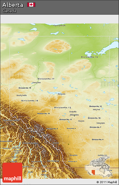 Physical 3D Map of Alberta
