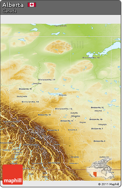Physical 3D Map of Alberta