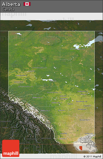 Satellite 3D Map of Alberta, darken