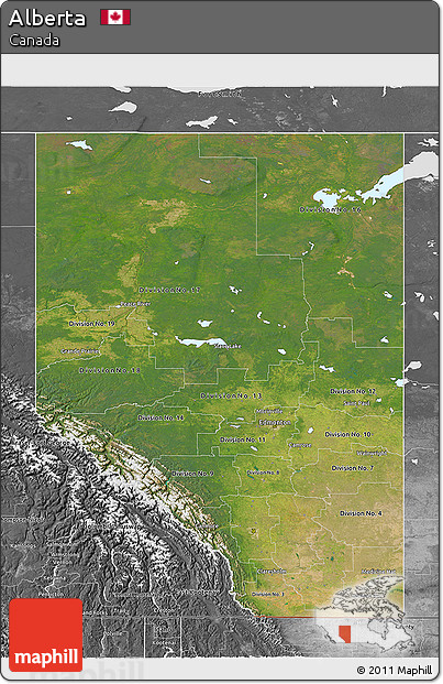 Satellite 3D Map of Alberta, desaturated