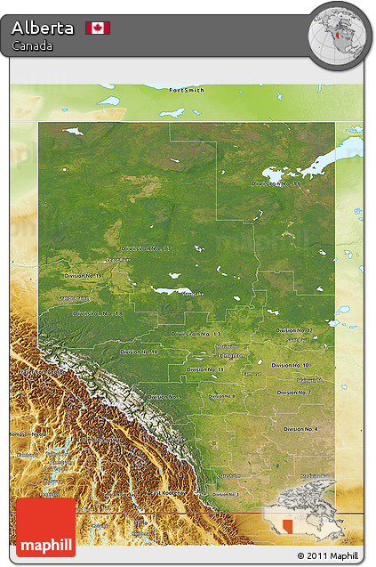 Satellite 3D Map of Alberta, physical outside