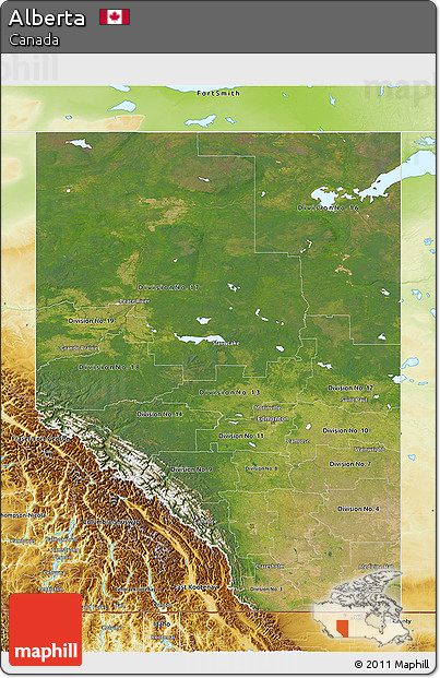 Satellite 3D Map of Alberta, physical outside