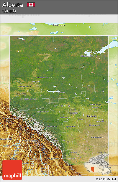 Satellite 3D Map of Alberta, physical outside