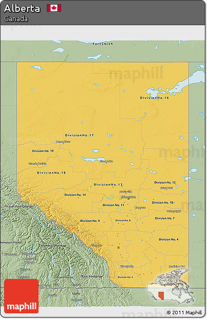 Savanna Style 3D Map of Alberta