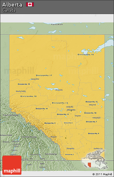 Savanna Style 3D Map of Alberta
