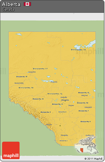 Savanna Style 3D Map of Alberta, single color outside