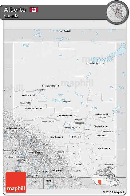 Silver Style 3D Map of Alberta