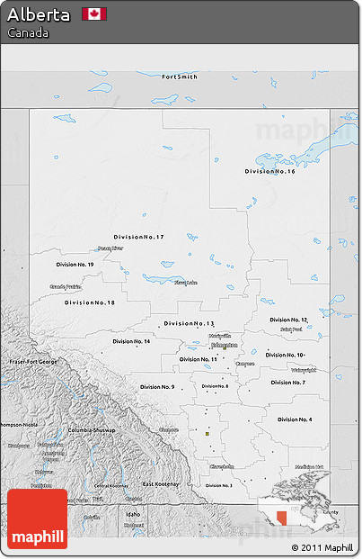 Silver Style 3D Map of Alberta