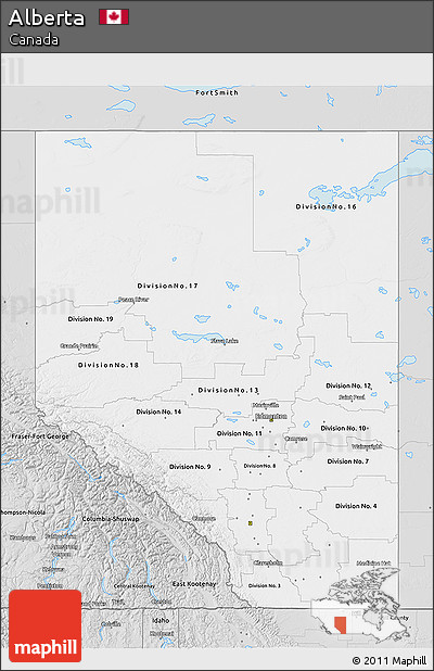 Silver Style 3D Map of Alberta