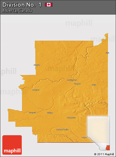 Political 3D Map of Division No.  1, cropped outside