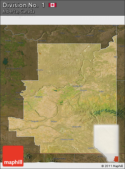 Satellite 3D Map of Division No.  1, darken