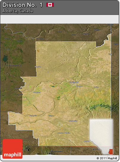 Satellite 3D Map of Division No.  1, darken