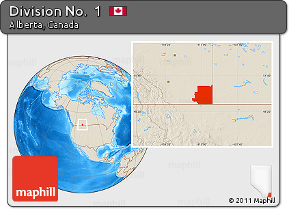 Shaded Relief Location Map of Division No.  1