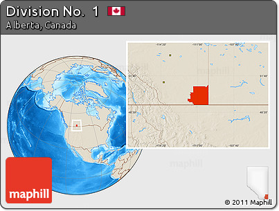 Shaded Relief Location Map of Division No.  1