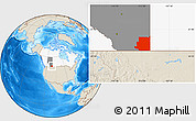 Shaded Relief Location Map of Division No.  1, highlighted country, highlighted parent region