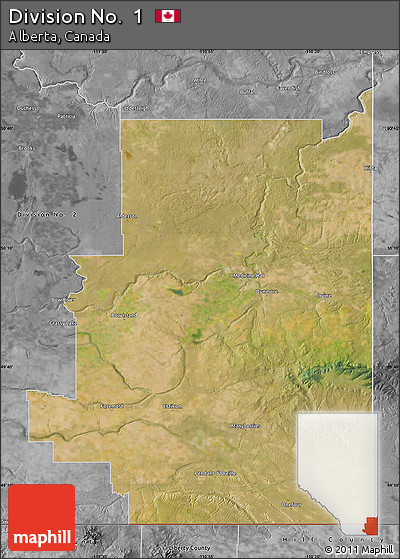 Satellite Map of Division No.  1, desaturated