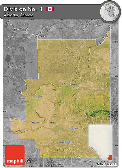 Satellite Map of Division No.  1, desaturated