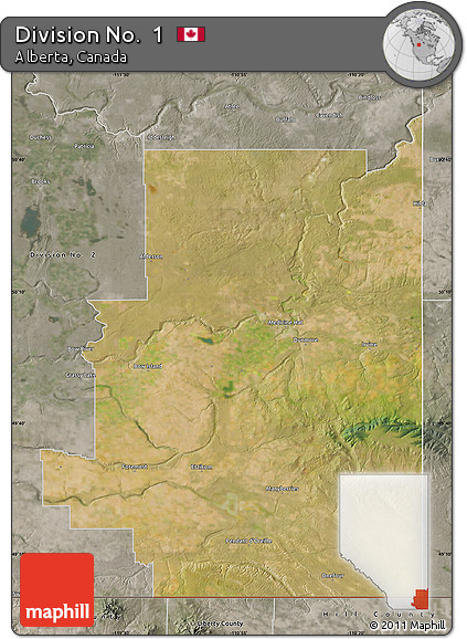 Satellite Map of Division No.  1, semi-desaturated