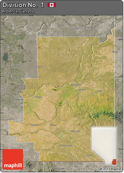 Satellite Map of Division No.  1, semi-desaturated