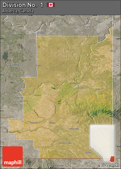 Satellite Map of Division No.  1, semi-desaturated