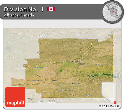 Satellite Panoramic Map of Division No.  1, lighten