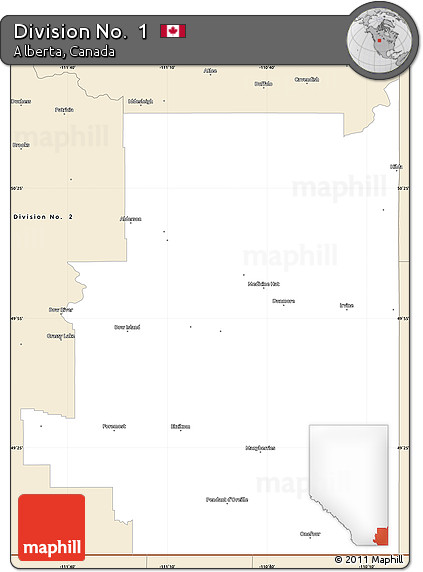 Classic Style Simple Map of Division No.  1