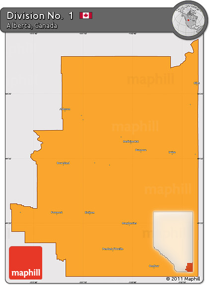 Political Simple Map of Division No.  1, cropped outside