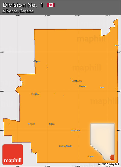 Political Simple Map of Division No.  1, cropped outside
