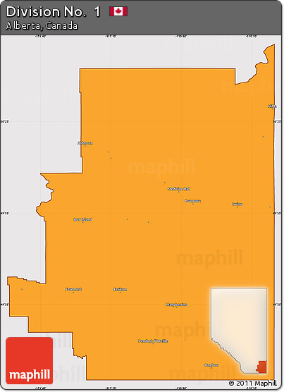 Political Simple Map of Division No.  1, cropped outside