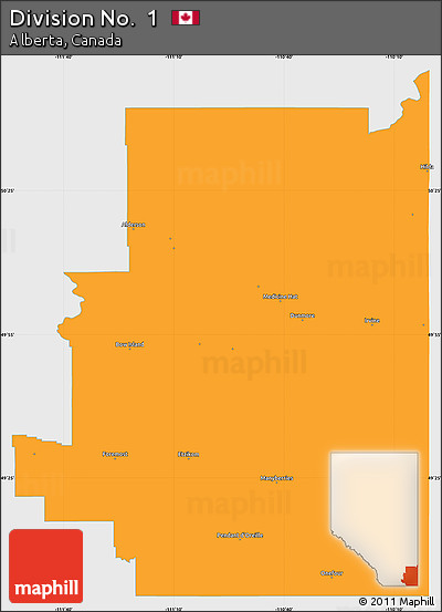 Political Simple Map of Division No.  1, single color outside