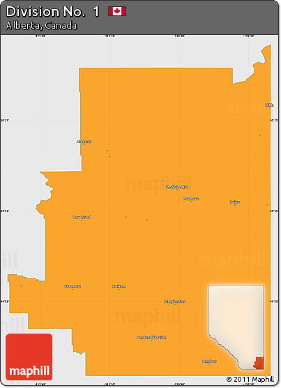 Political Simple Map of Division No.  1, single color outside
