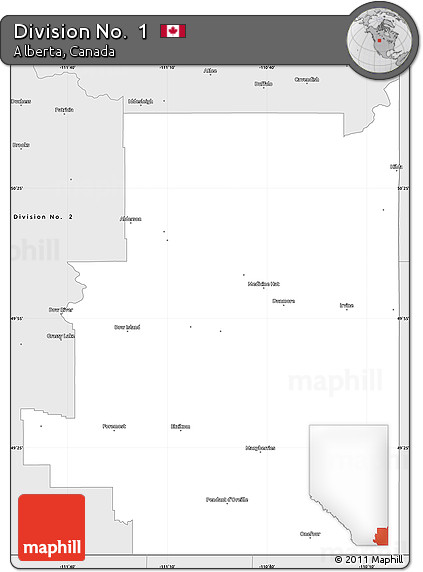 Silver Style Simple Map of Division No.  1