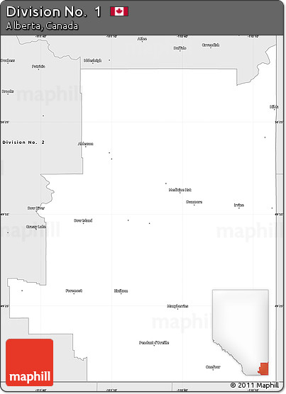 Silver Style Simple Map of Division No.  1