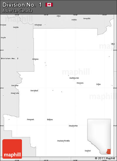 Silver Style Simple Map of Division No.  1