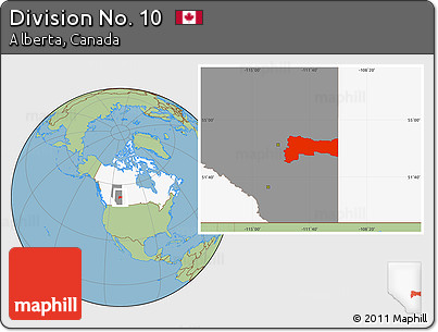 Savanna Style Location Map of Division No. 10, highlighted country, highlighted parent region