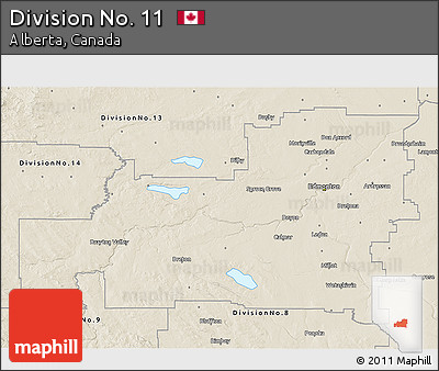 Shaded Relief 3D Map of Division No. 11