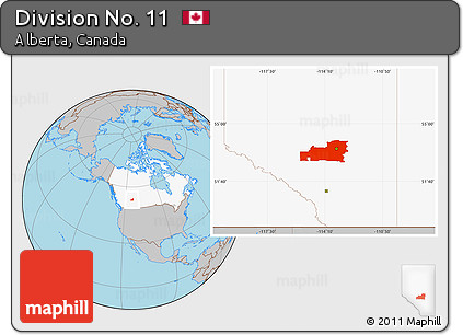 Gray Location Map of Division No. 11, highlighted country