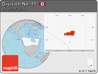 Gray Location Map of Division No. 11, highlighted country