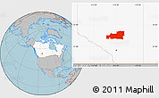 Gray Location Map of Division No. 11, highlighted country, hill shading