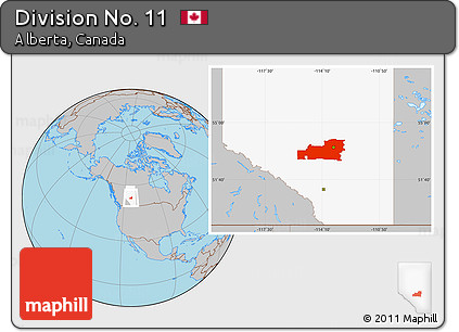 Gray Location Map of Division No. 11, highlighted parent region