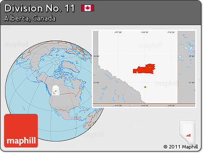Gray Location Map of Division No. 11, highlighted parent region