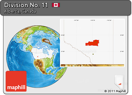 Physical Location Map of Division No. 11, highlighted country