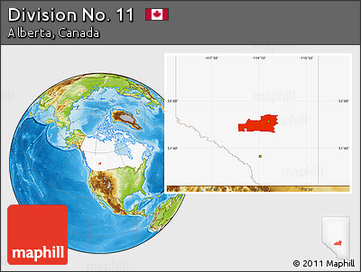 Physical Location Map of Division No. 11, highlighted country