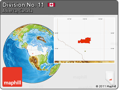 Physical Location Map of Division No. 11, highlighted country