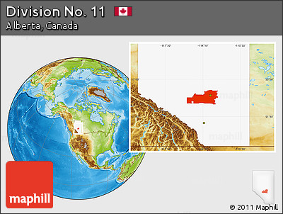 Physical Location Map of Division No. 11, highlighted parent region